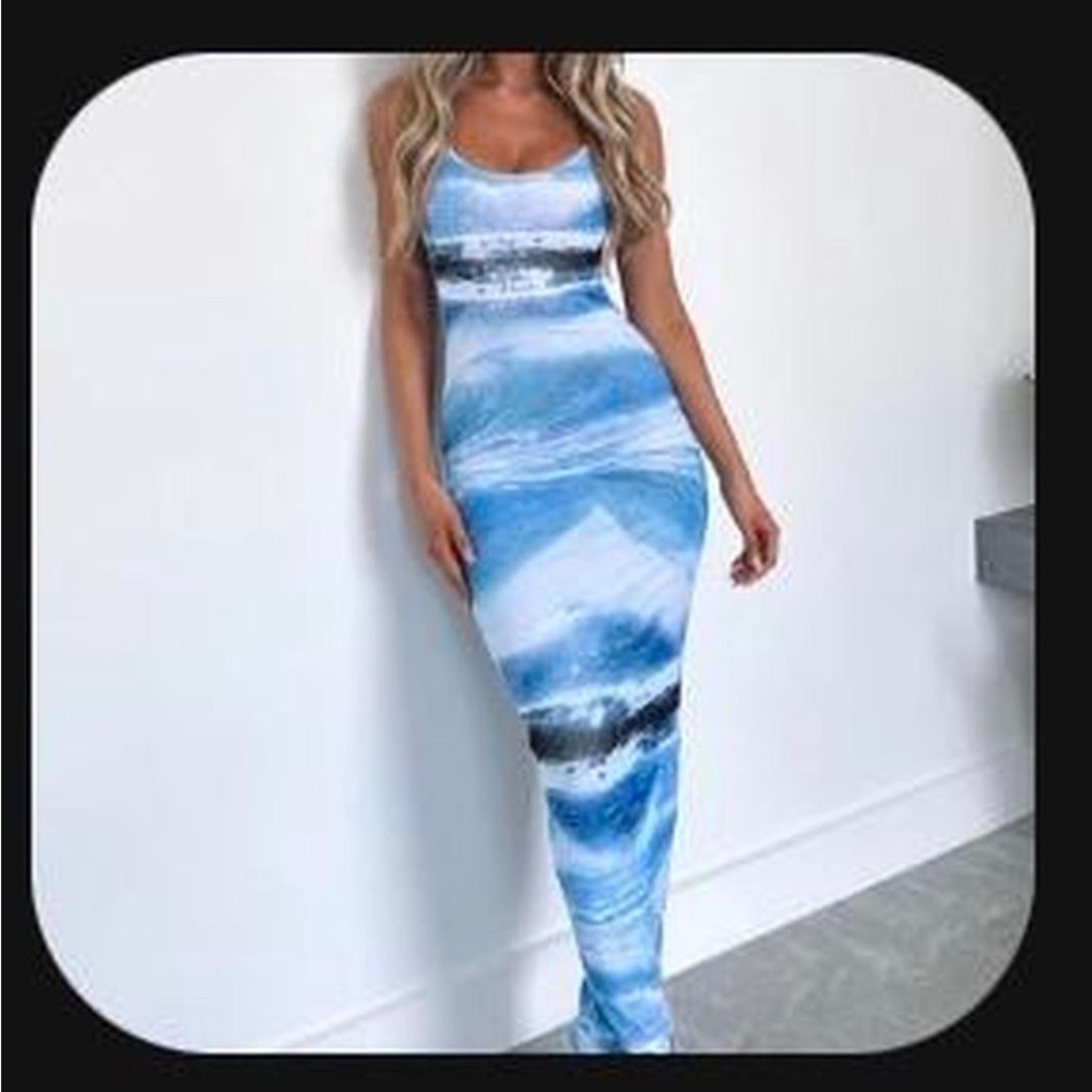 White fox mesh maxi dress